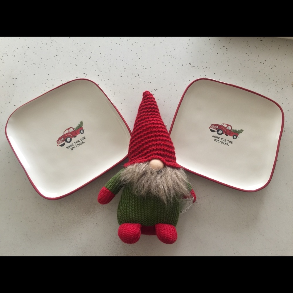 Rae Dunn Red Truck Christmas Plates